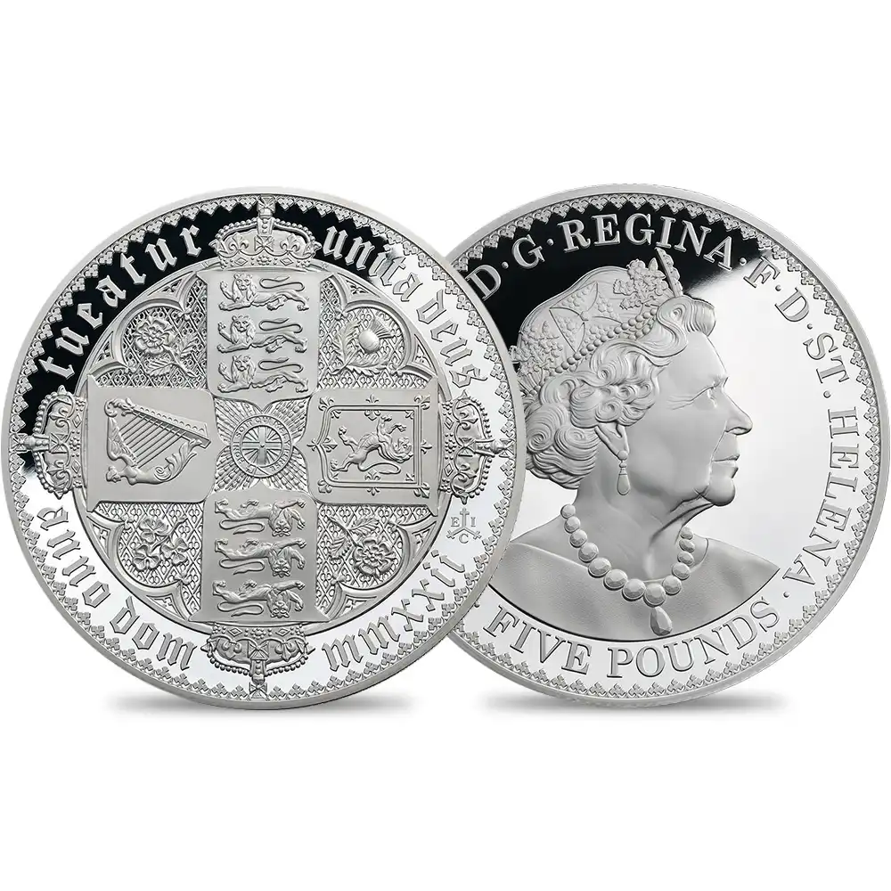 セントヘレナ 2022 エリザベス2世 ゴチッククラウン 十字の盾の紋章 5