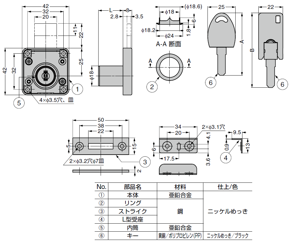 面付シリンダー錠 サイバー5・サイバー 3 シリーズ 家具金物