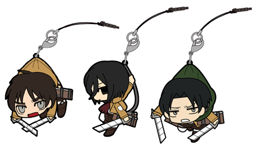 進撃の巨人 つままれストラップ 3種セット（エレン・ミカサ・リヴァイ