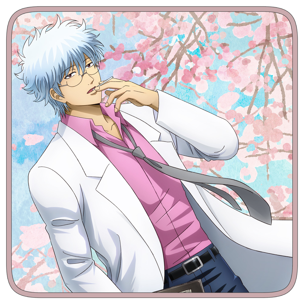 銀魂 缶バッジ 描き下ろし 花ver. キャラバッジ 坂田銀時 イラスト