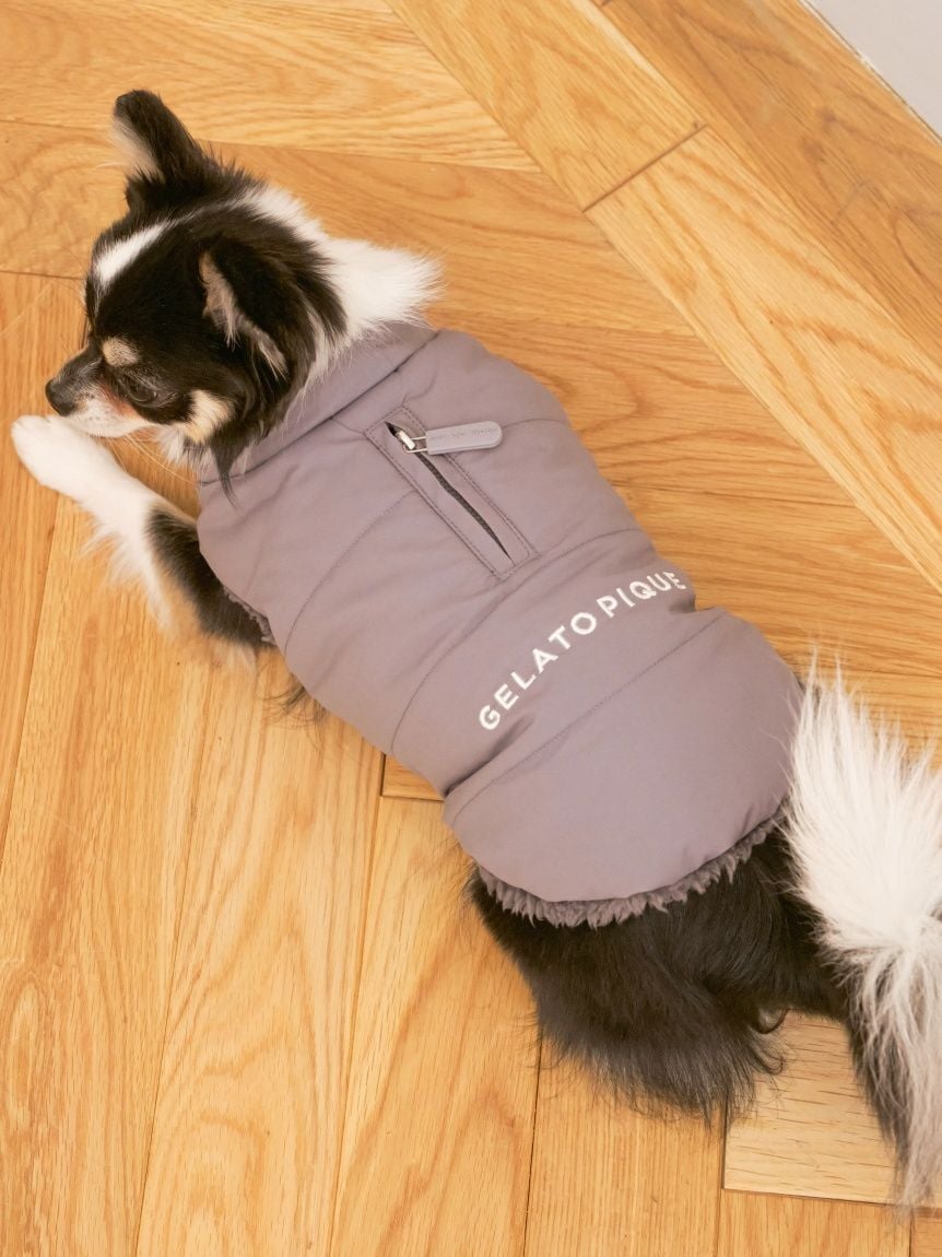 GELATO PIQUE 中綿ベスト 犬服 グレー Mクリスマス ショッパー gelato