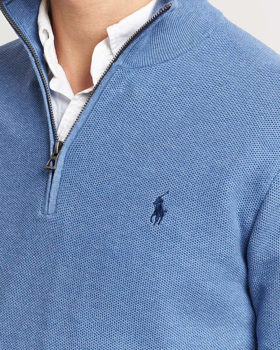 Polo Ralph Lauren Textured Half-Zip Blue Heather at CareOfCarl.com