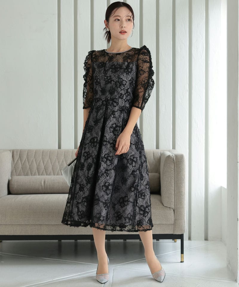 snidel パワーショルダーレースドレス SNIDEL パワーショルダードレス