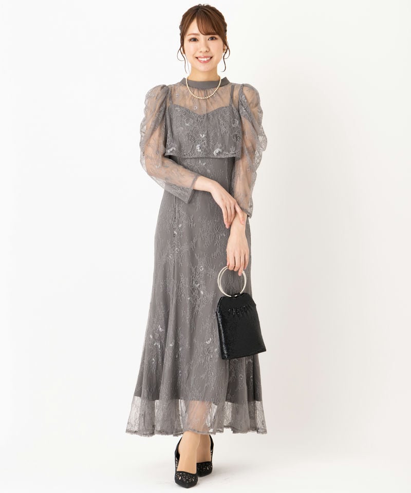Dorry Doll レースレイヤードドレス チャコール レイヤードレース