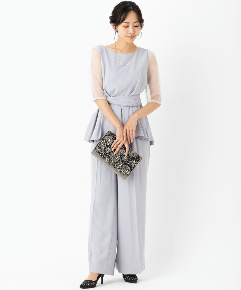 ANDRESD nianaスウェルペプラムセットアップパンツドレス グレー M