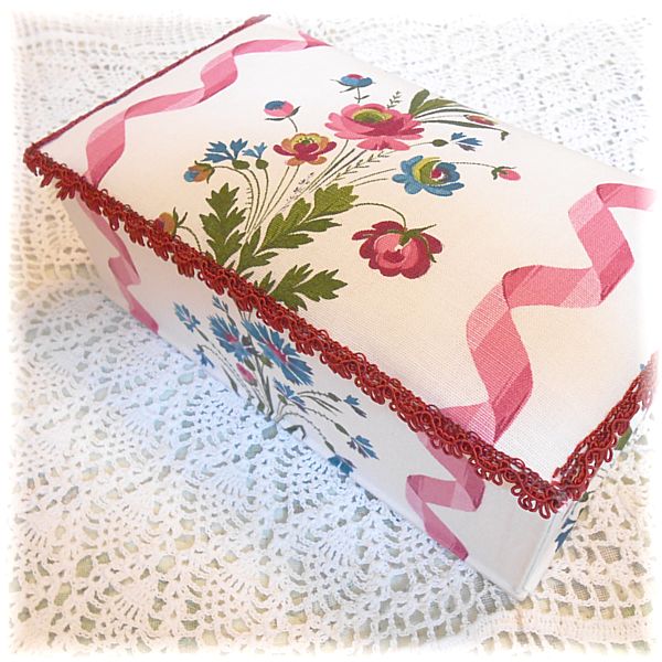 フランス アンティーク☆カルトナージュ 布箱 フレンチファブリック