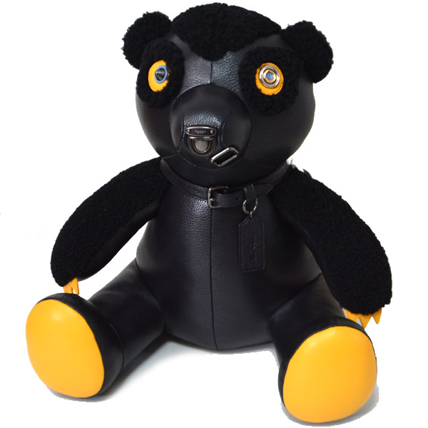 COACH】コーチ ベアー ドール ボア レザー ぬいぐるみ ブラック 〔日本