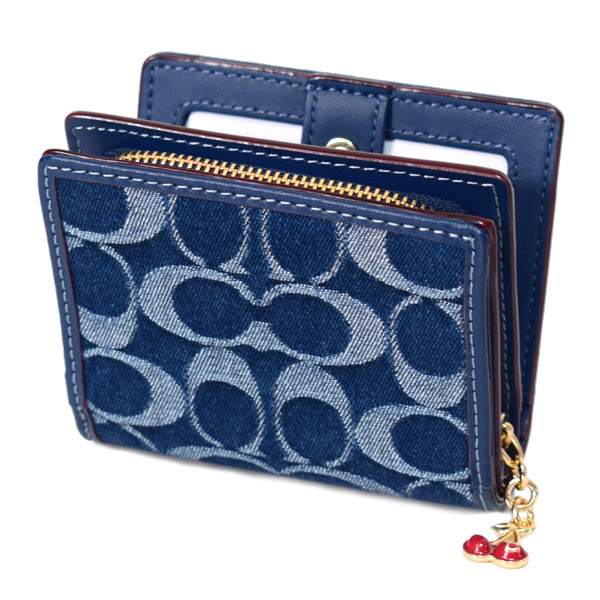 COACH】コーチ 財布 デニム レザー シグネチャー ロゴ さくらんぼ