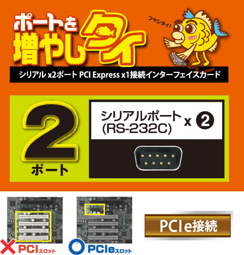 販売終了】 ポートを増やしタイ シリアル 2ポート PCIe接続