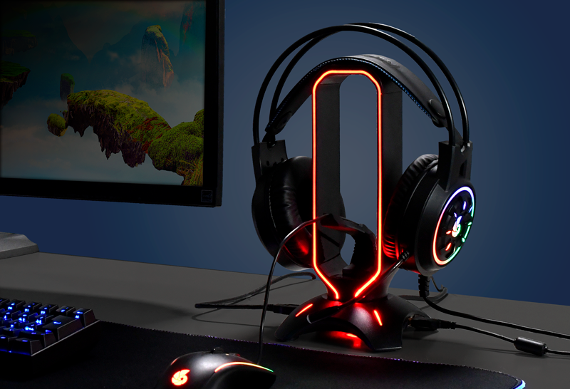 RACEN 3 in 1 ヘッドホンスタンド CRC-HSMBU3BK2 / CRC-HSMBU3WH2