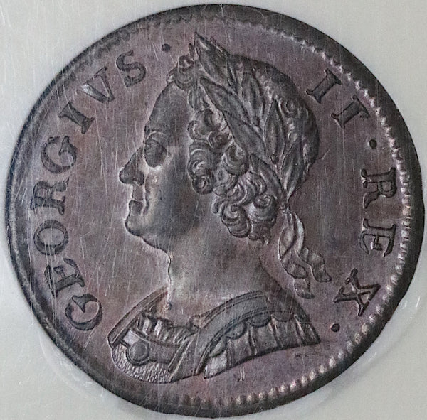 1754 NGC MS 64 George II 1/2 Penny Great Britain Mint State Coin