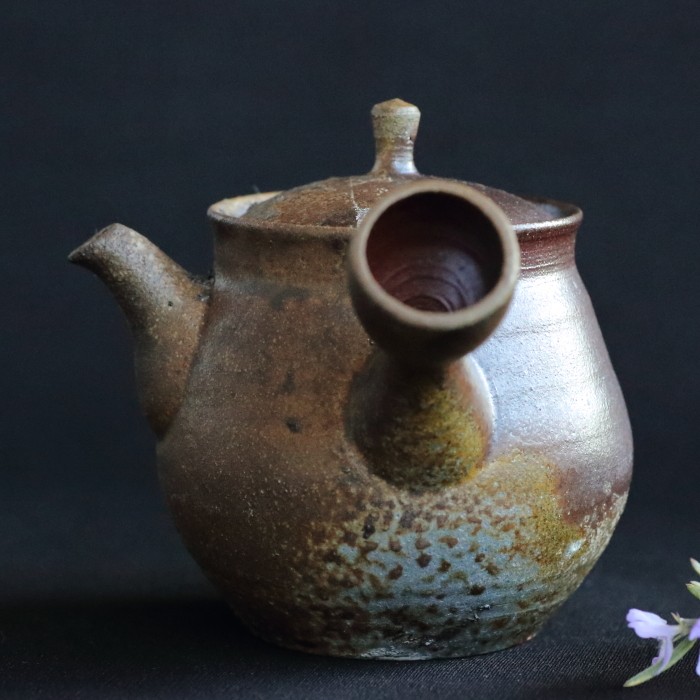 在銘萬古焼銀彩横手急須】 万古焼煎茶道具茶器茶具茶瓶茶