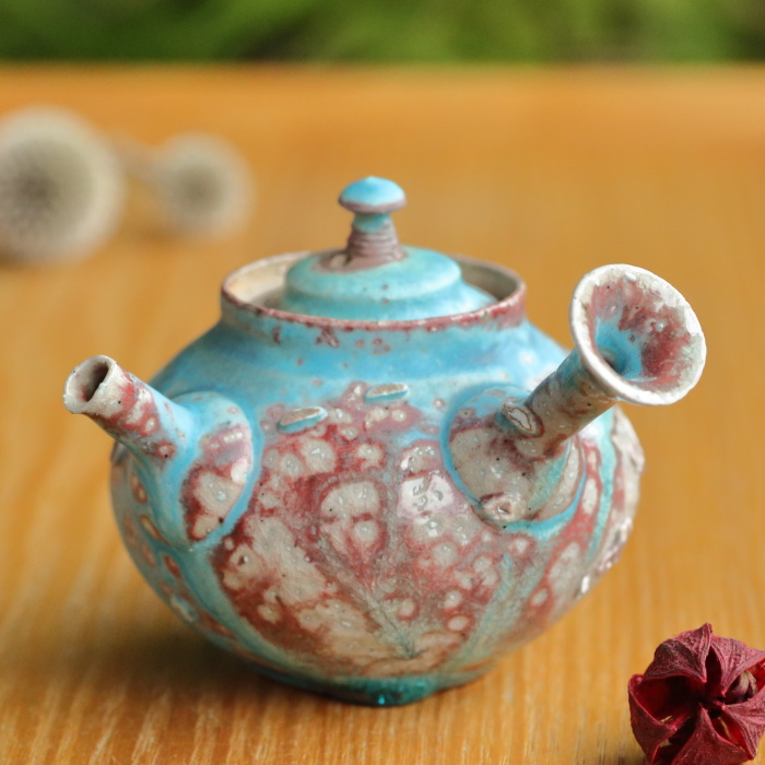 煎茶道具 常滑焼 伊藤昭陽作 急須 茶壷 共布共箱 V 9772