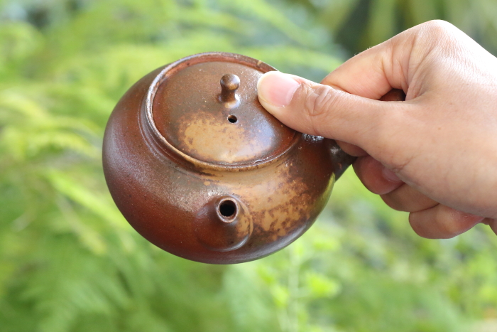 山本広巳 萬古焼〆急須 満容量240ml 共箱 名匠の煎茶器