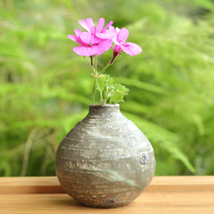 灰釉一輪挿し 作家もの花器 花瓶 大原光一
