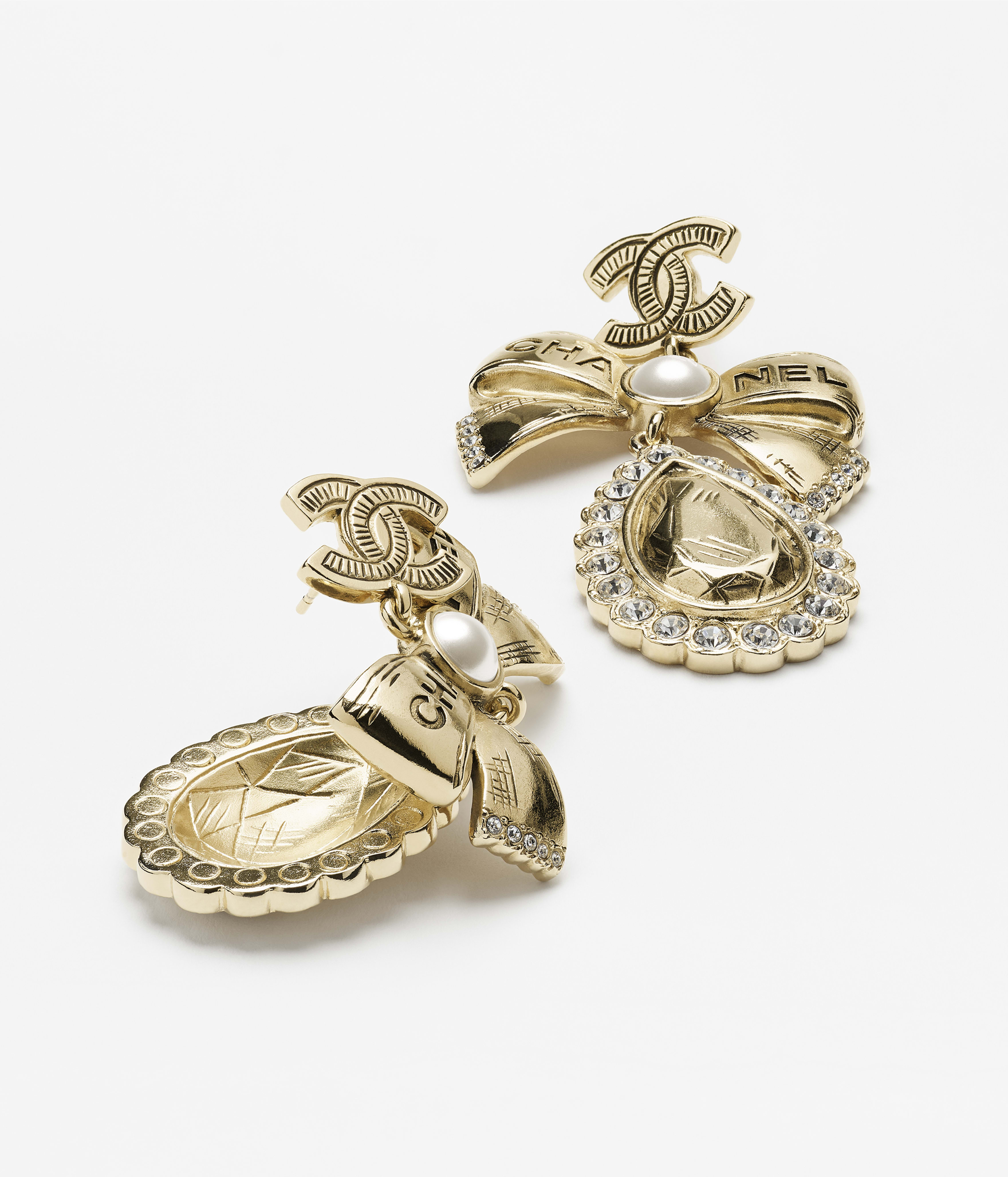 ピアス - メタル、コスチューム パール & ストラス、ゴールド