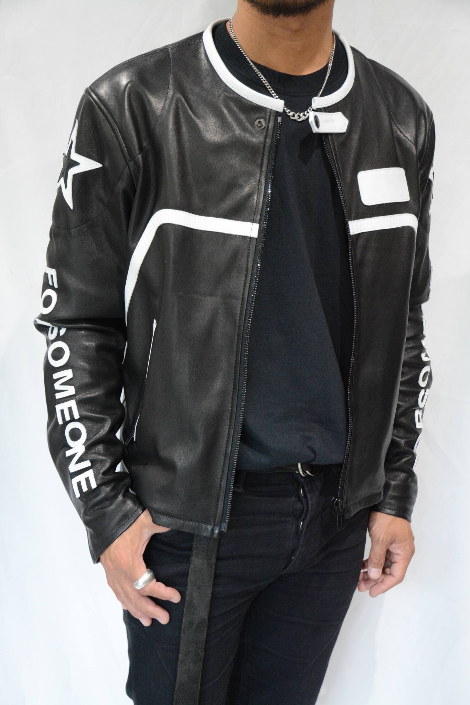 FORSOMEONE - RACING RIDERS JACKET (BK/WH) | chord online store