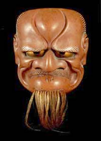 能面 木彫り 中尉 能面 木彫り べし見悪尉 能面 癋見悪尉 文化遺産