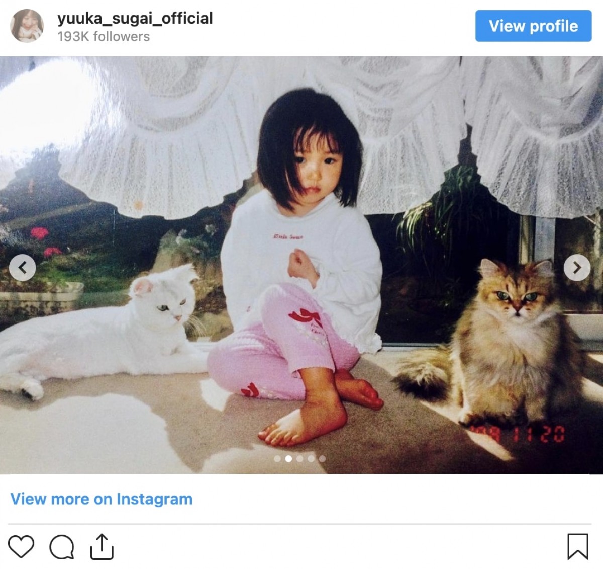 写真）櫻坂46・菅井友香、幼少期の写真公開 「天使みたい」「お嬢様