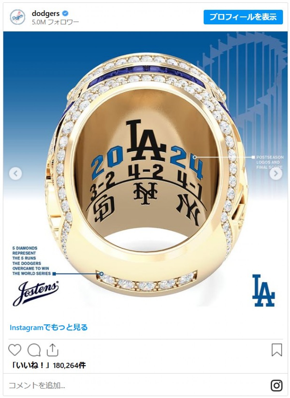 入手困難】 ドジャースワールドシリーズ優勝記念リング #22カーショー