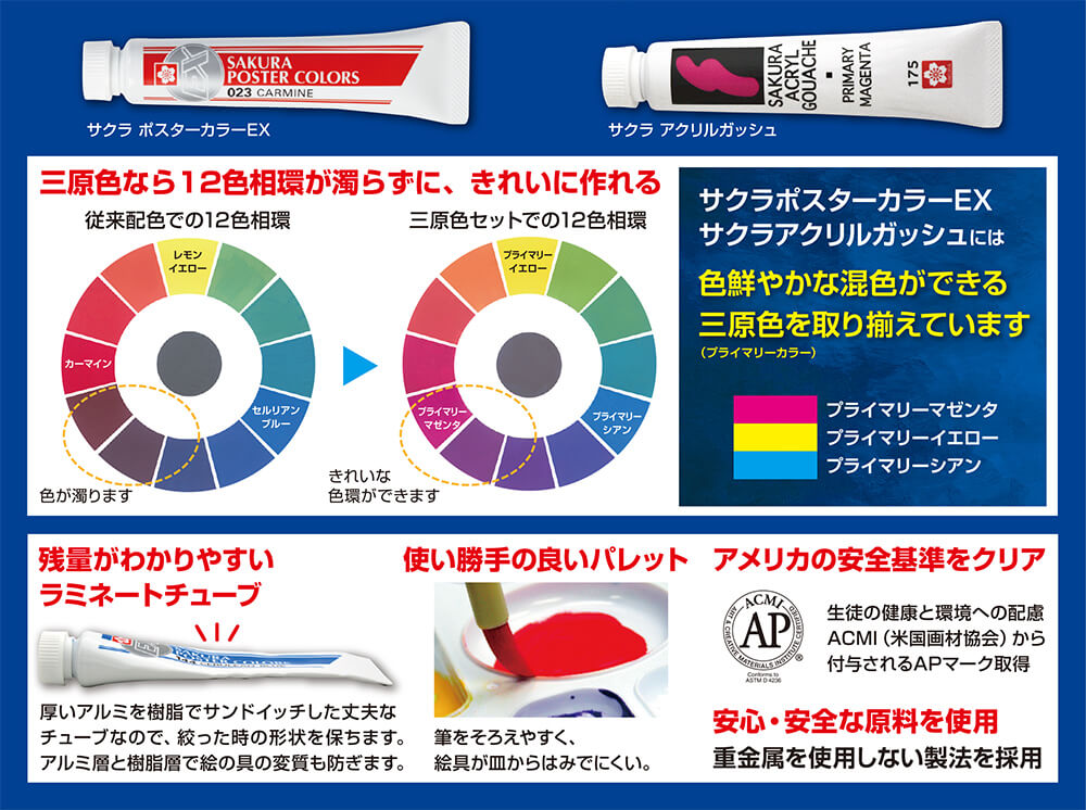 ポスターカラー デザインセット三原色入り（25cmサイズ