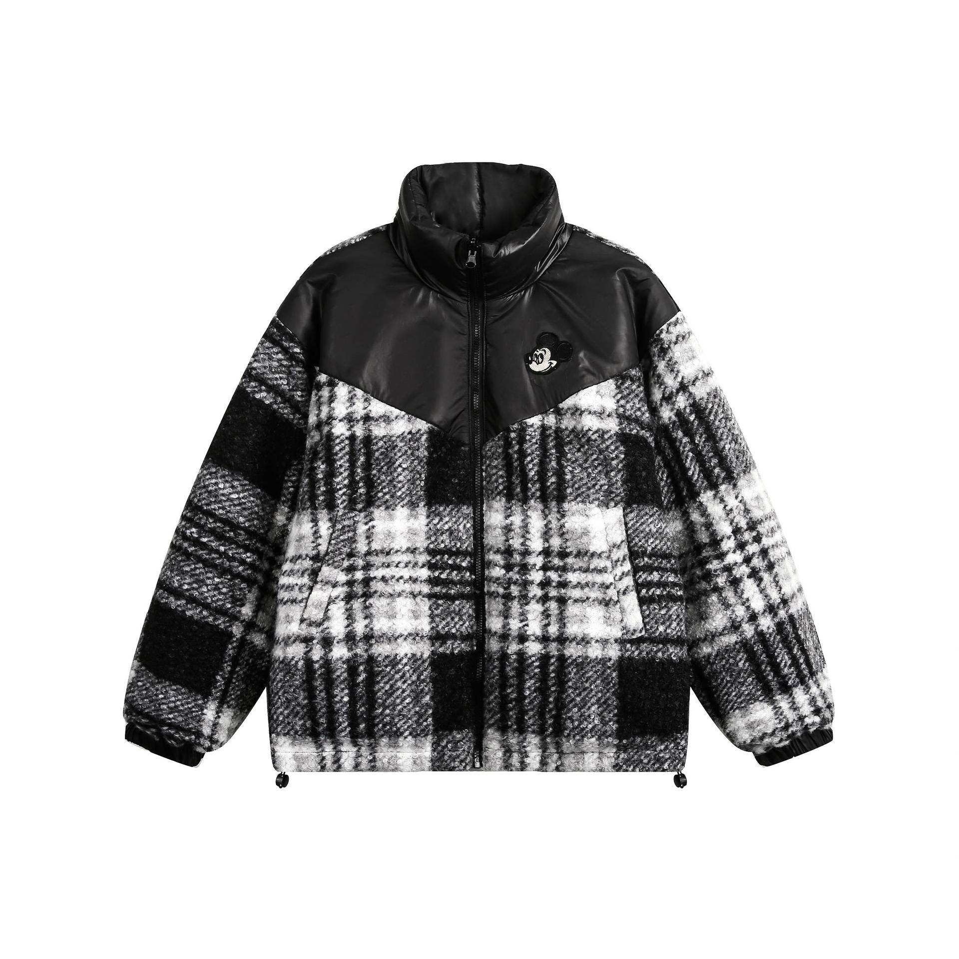 Reversible Mickey Mouse check pattern down jacket ユニセックス