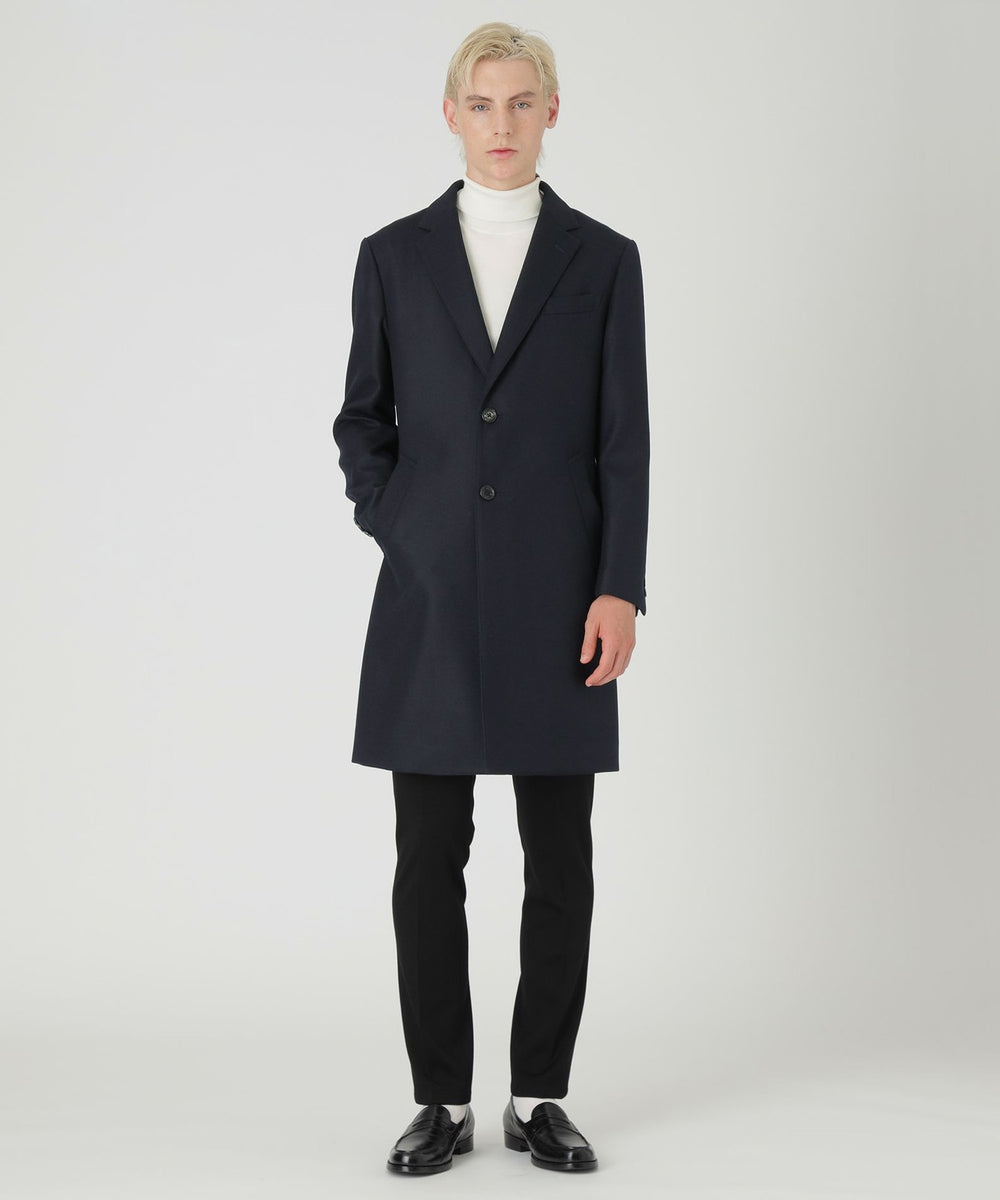 ウーステッドメルトンチェスターフィールドコート（コート）｜BLACK