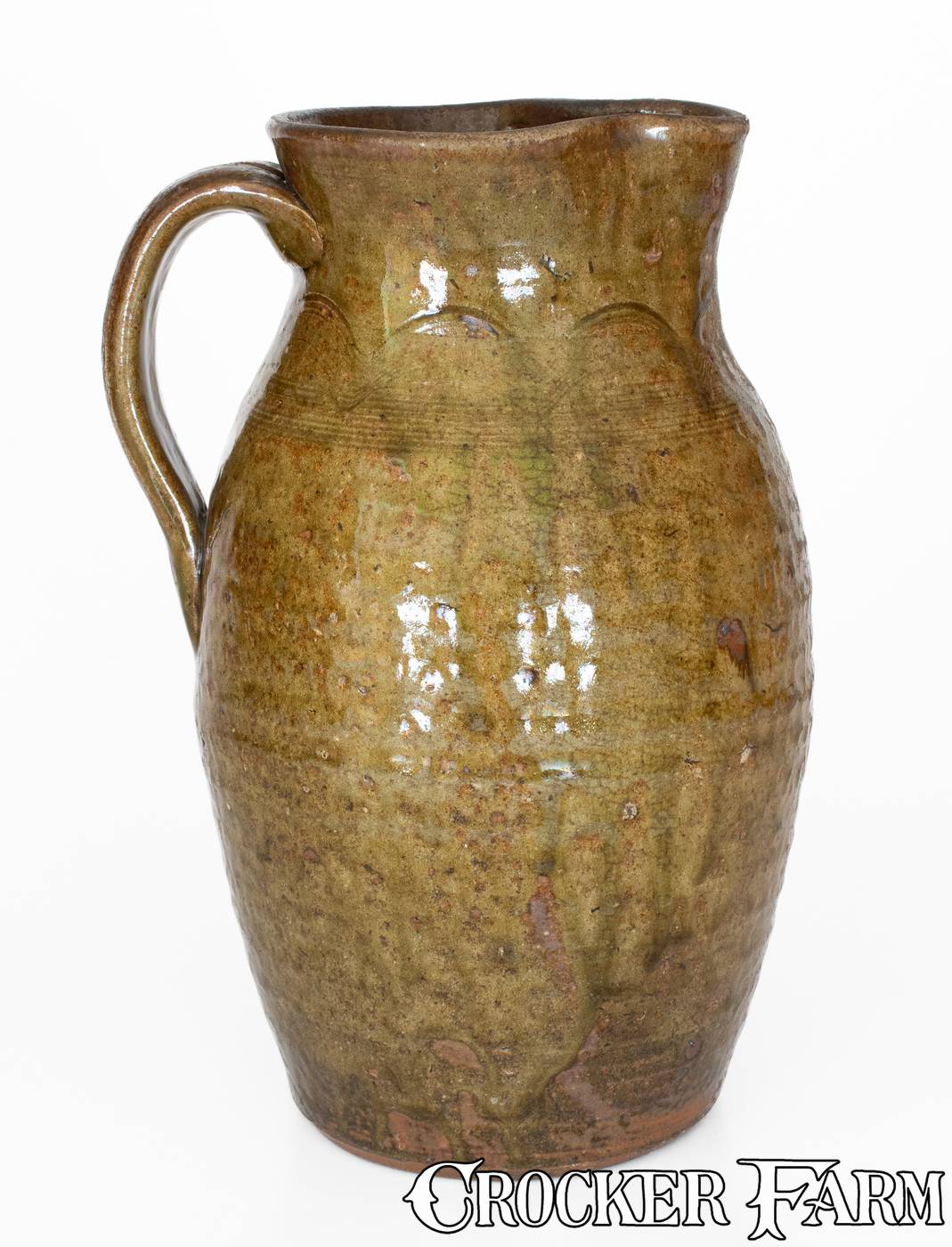Rare Alkaline-Glazed Stoneware Pitcher attrib. Thomas Owenby