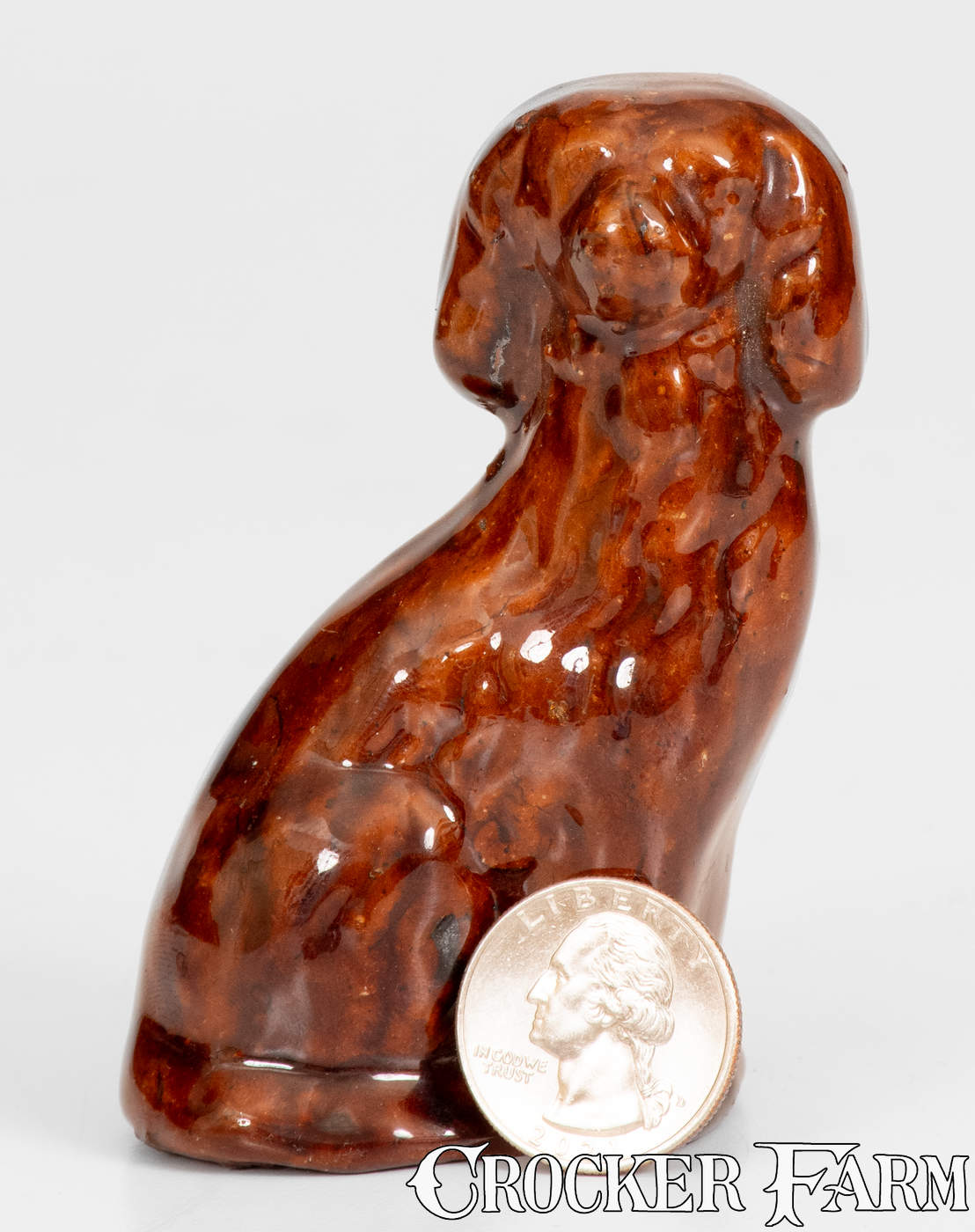 Miniature Glazed Redware Figure of a Spaniel, attrib. John Bell