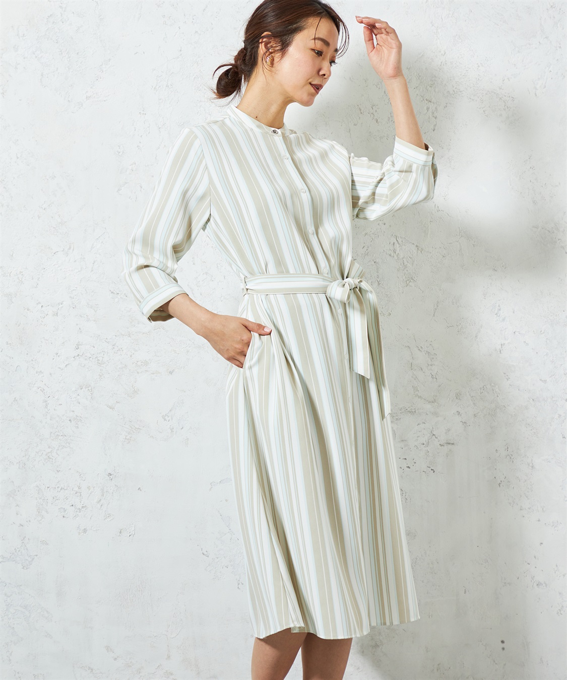 アトリエgg フード付きストライプワンピース アトリエgg フード付き