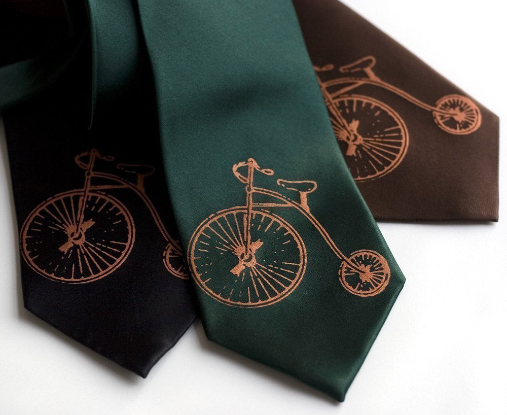 Penny Farthing Silk Necktie. Antique Bicycle tie. – Cyberoptix TieLab