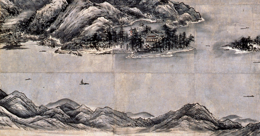 京都国立博物館所蔵 国宝 天橋立図 雪舟等楊筆 便利堂謹製 掛軸 軸装