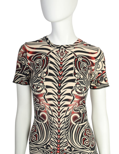 Jean Paul Gaultier Vintage SS 1996 Cyberbaba Tribal Tattoo Print