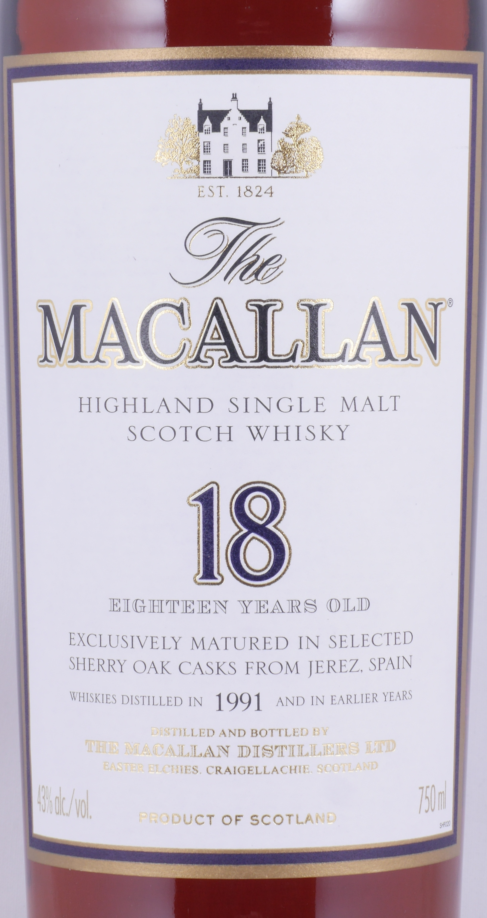 Macallan 1991 18 Year Sherry Oak Casks Scotch Whisky 43.0% ABV 75cl