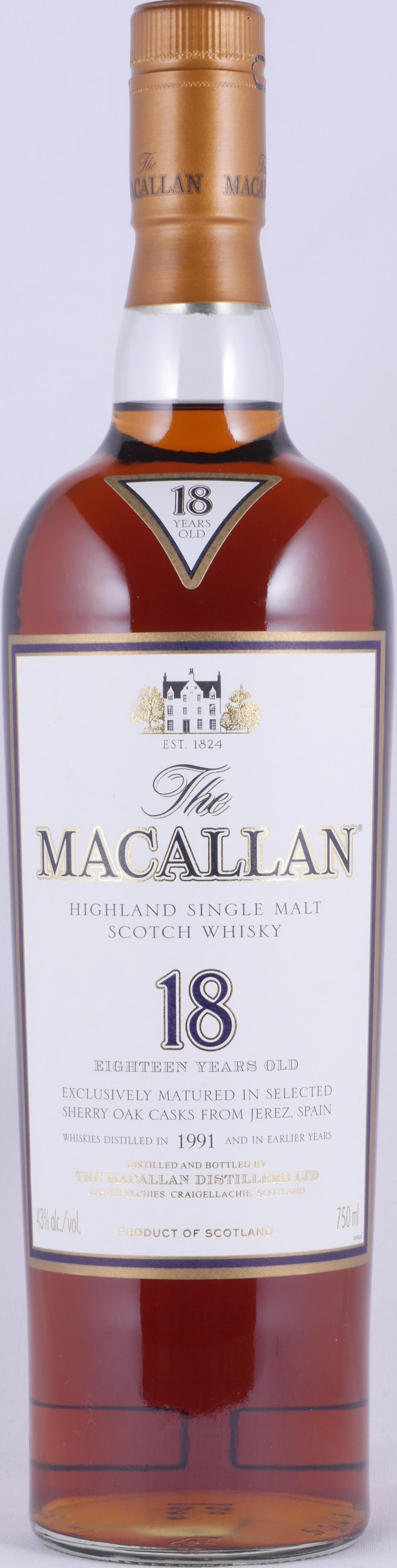 Macallan 1991 18 Year Sherry Oak Casks Scotch Whisky 43.0% ABV 75cl