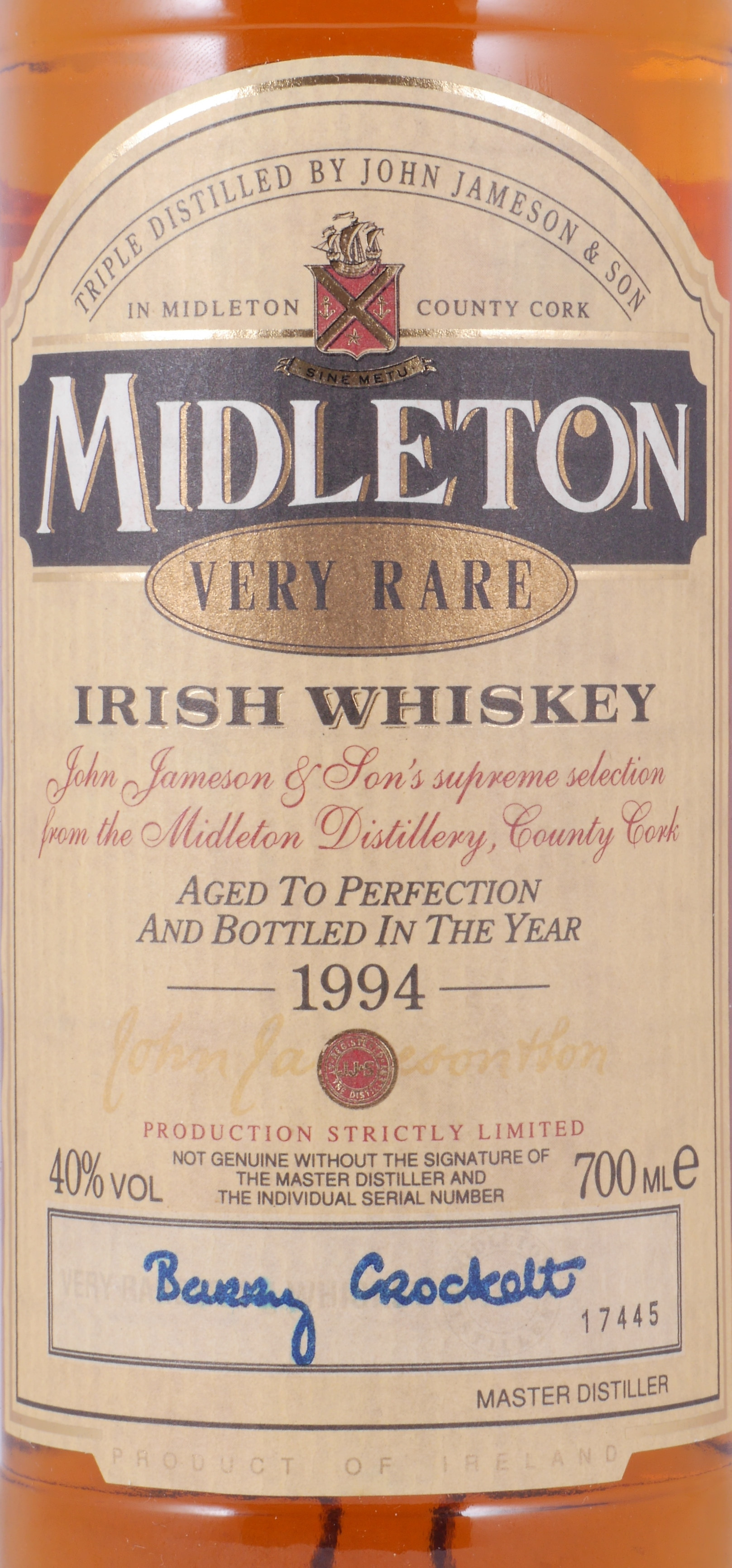 Midleton Very Rare 1994 Limited Edition Blended Irish Whiskey 40.0%