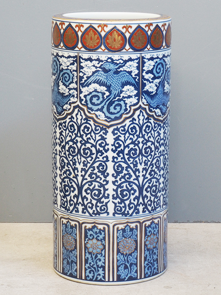 染付 アンティーク 陶器 骨董 浪漫 ガーデニング 花器 フラワーベース 傘立て 楽天市場】傘立て 陶器 イタリア 白 ホワイト ゴールド 手彩色 傘立て