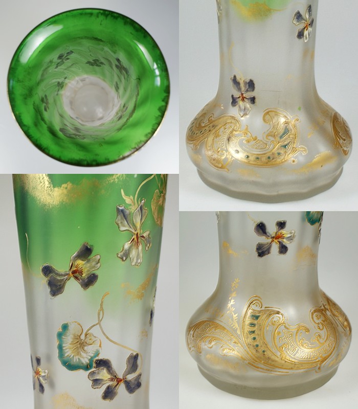 フランスLegras 「ルグラ 」エナメル 冬景色アンティーク美術ガラス