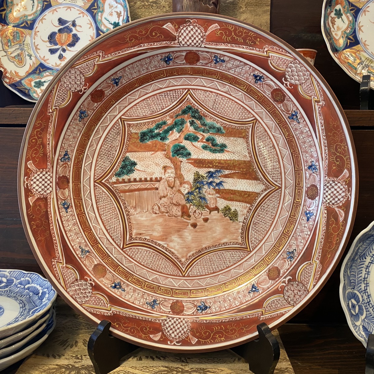 九谷焼 九谷 古九谷 飯田屋 宮本屋窯 赤絵 華草の図 江戸期 2客 九谷焼