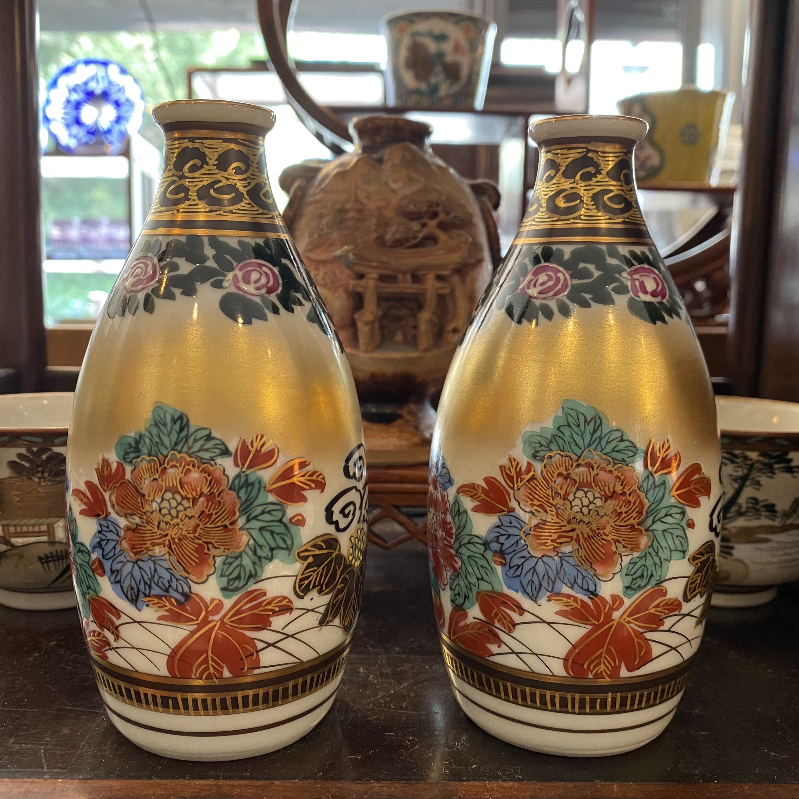 長沼焼 勢至堂焼 徳利 骨董 壺 アンティーク 28cm 陶芸品 九谷焼 徳利 2点