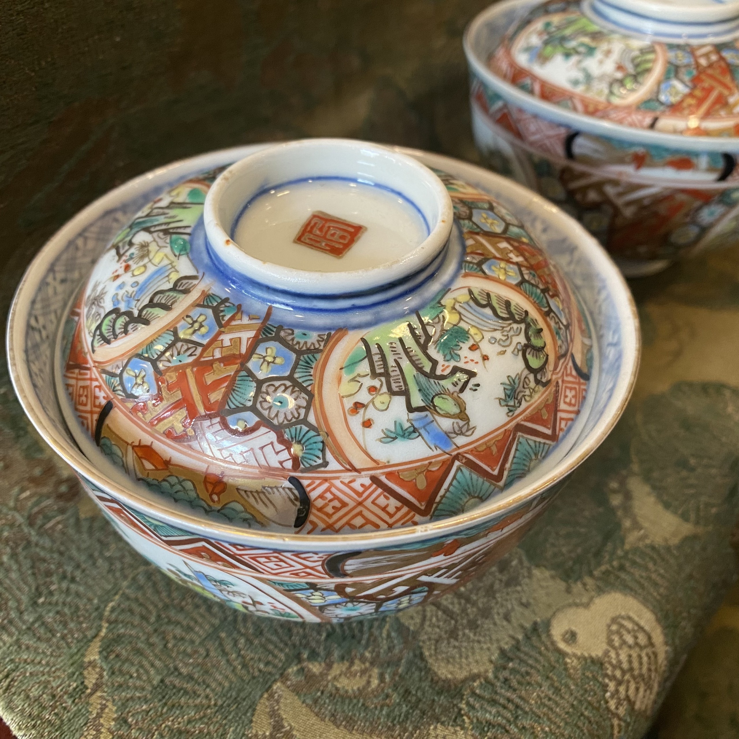 ☆智☆M115 古伊万里 蓋付き茶碗 向付 江戸後期 三客