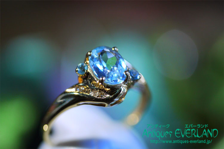 アメリカン ヴィンテージ アクアマリン ダイヤ リング - アンティーク