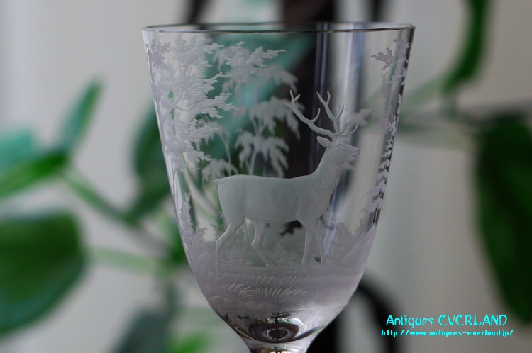 ボヘミアンガラス エングレービング・グラヴュール 森林文 グラス 6本
