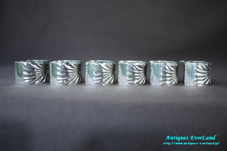 シルバー ナプキンリング 6名様分 昇日 太陽 光線