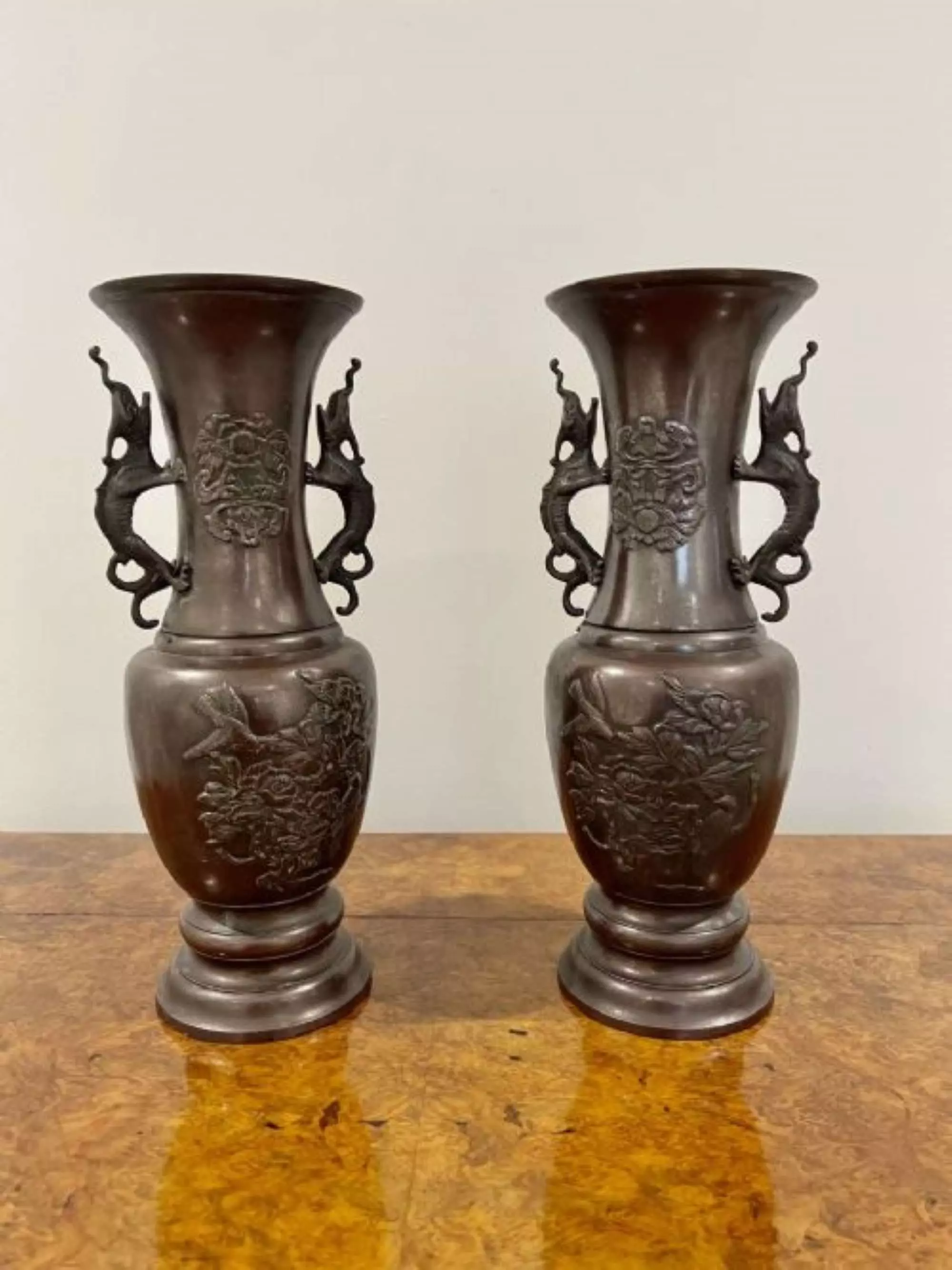 工芸品 Japanese Bronze Glazed Vase with Handles 工芸品 Japanese