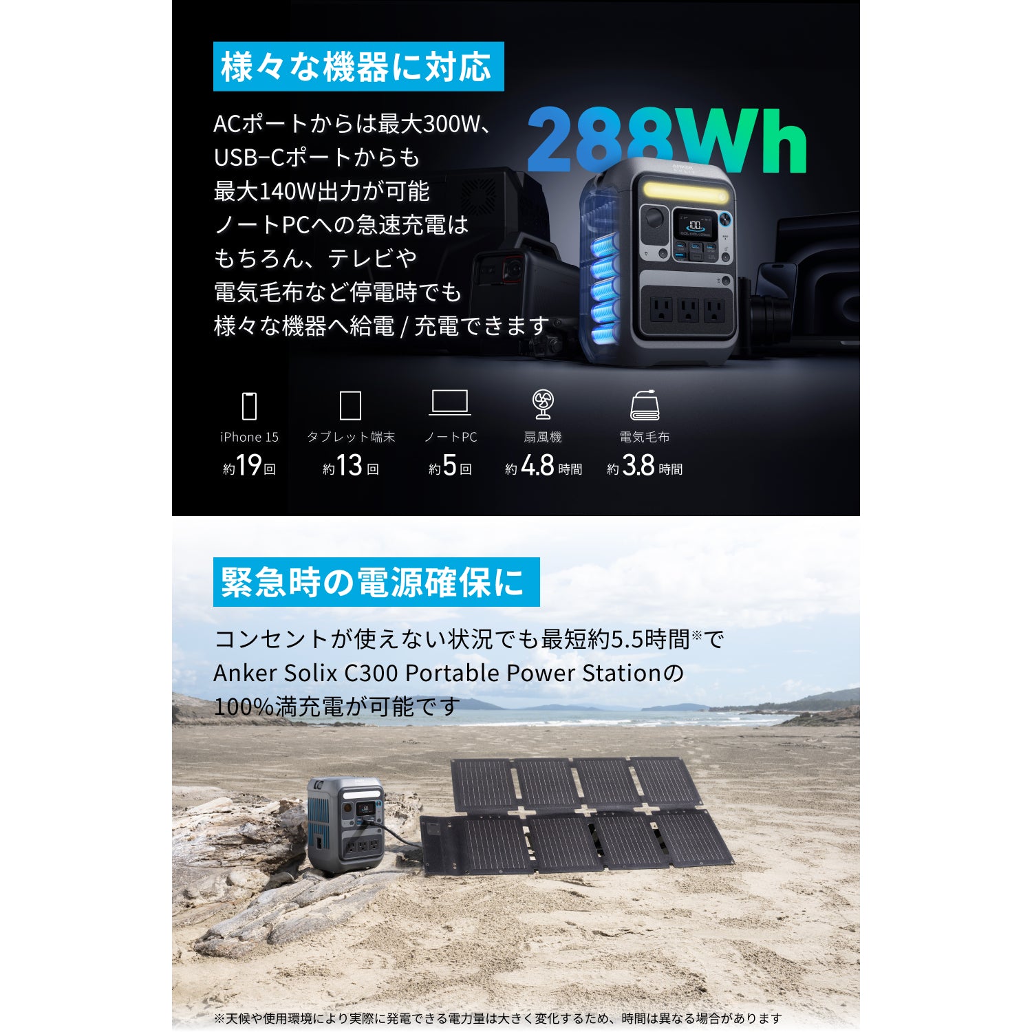 Anker Solix C300 Portable Power Station with Anker Solix PS60