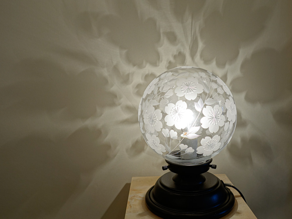 限定品 桜切子 丸型138 テーブルランプ クリア 藤本幸治 アトリエ Ansan