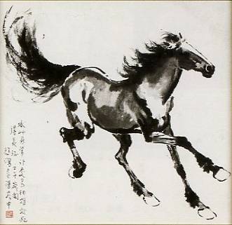 徐悲鴻の肉筆 （駿馬図）名品 中国の骨董品 文宝庫C Y藏品 。 徐悲鴻の