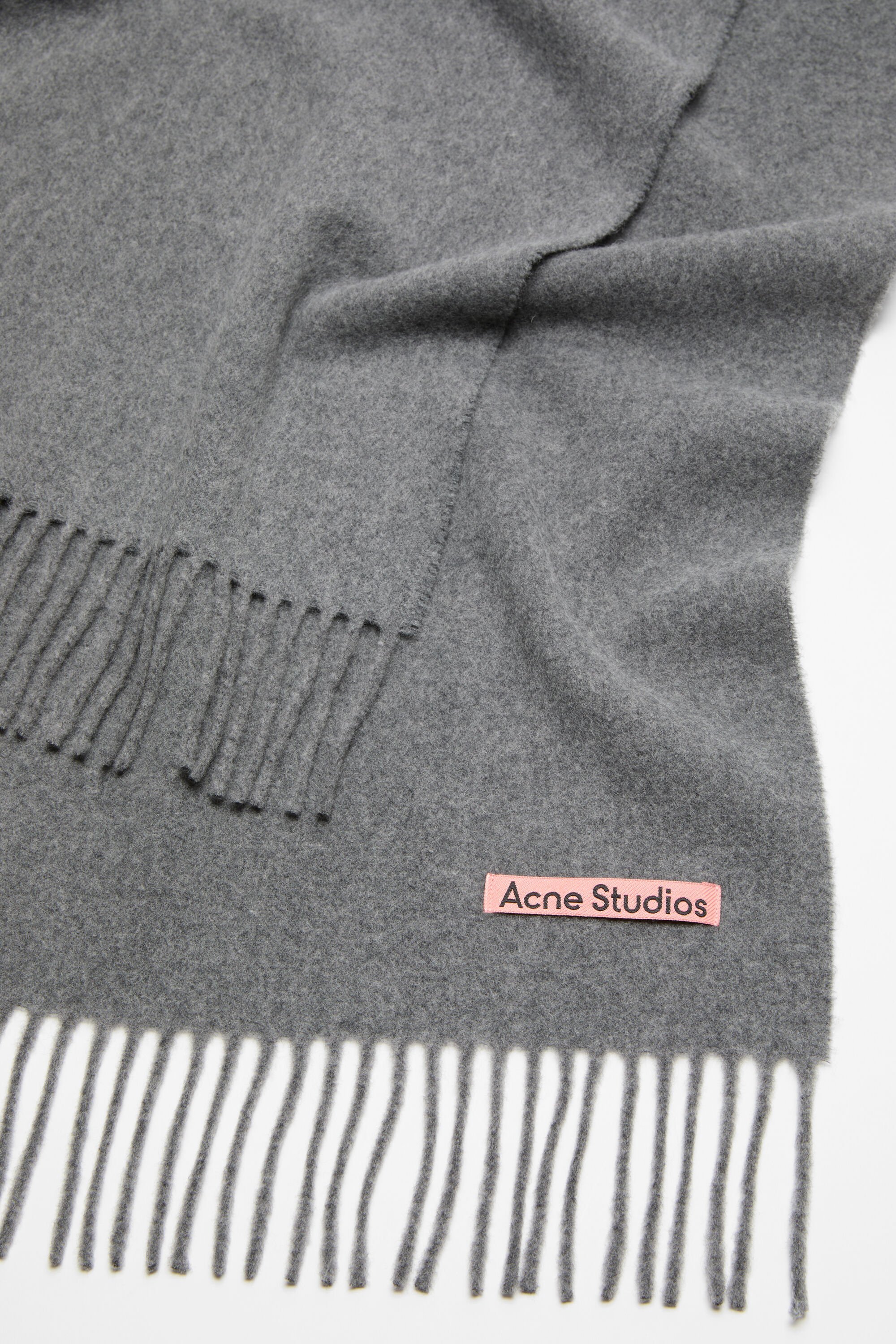 Acne Studios - フリンジウールスカーフ - ナロー - グレーメランジ