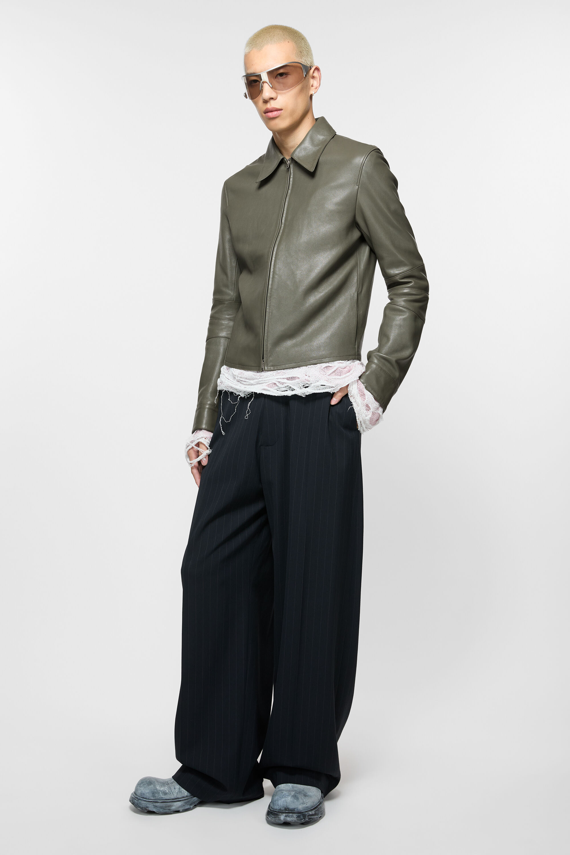 Acne Studios - Leather jacket - Dusty green